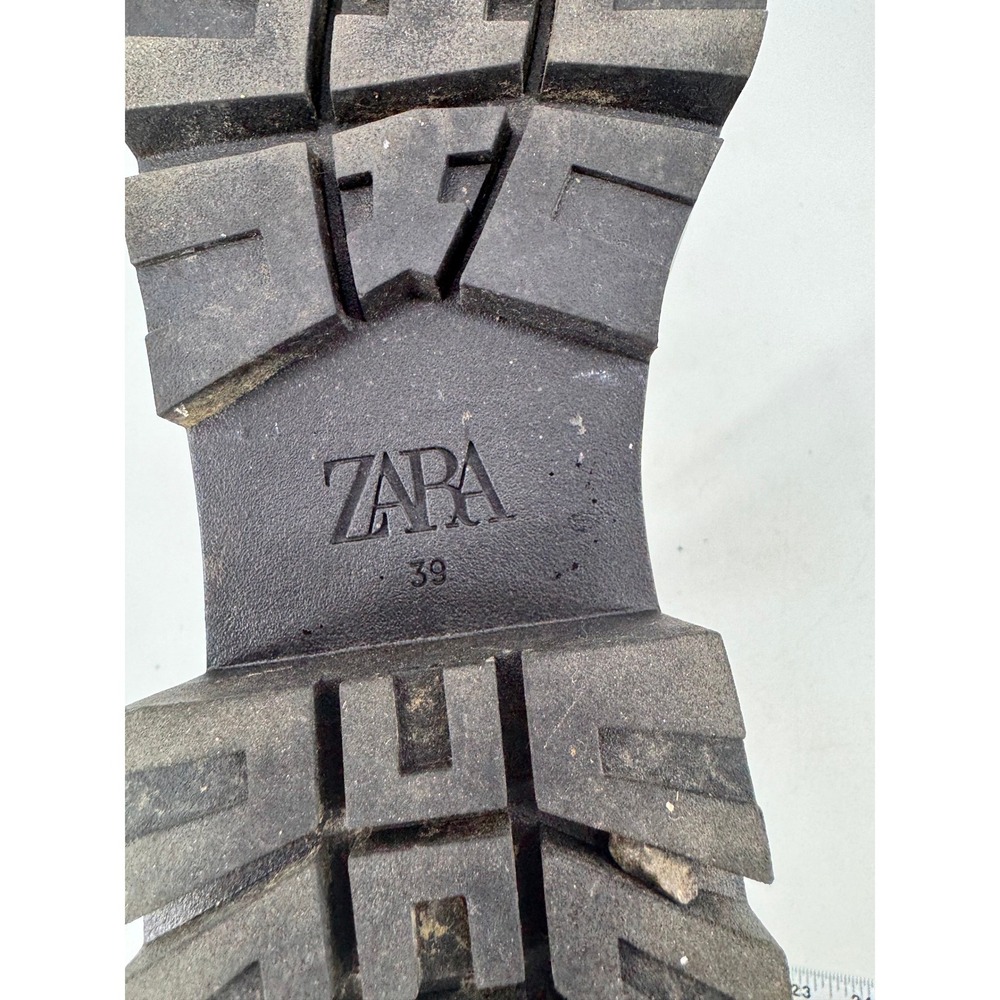 Zara Black Faux Leather Chunky Lug Sole Chelsea Boots Ankle 3126/611/040 Size 39 - Picture 6 of 6